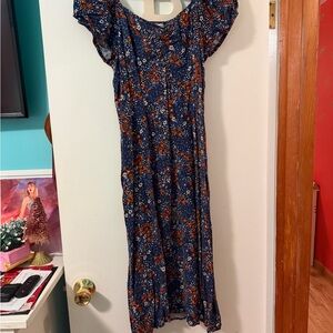 Idyllwind Navy and Rust Floral Maxi Dress